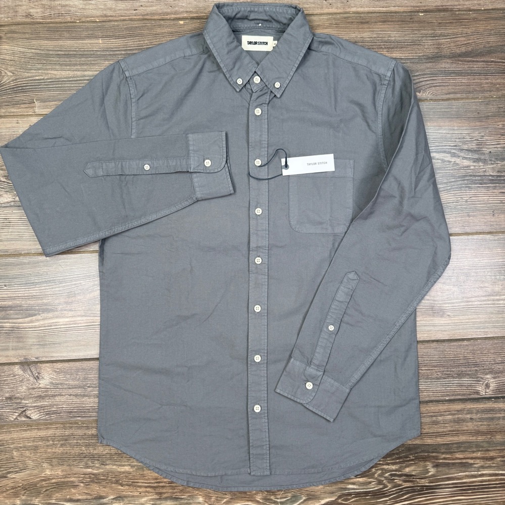 Taylor Stitch Mens 40 MEDIUM The Jack Shirt Smoke Grey Organic Cotton Oxford NWT